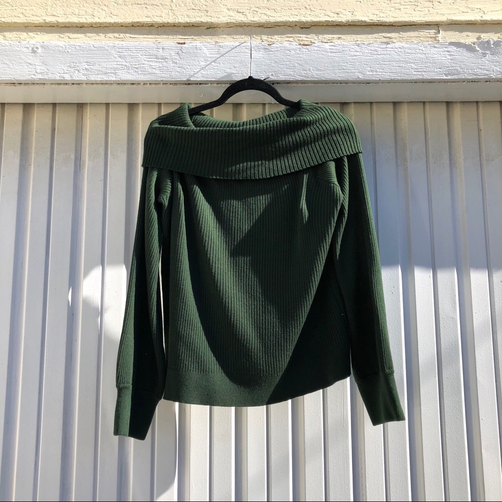 Song of style green off shoulder knit wool sweater